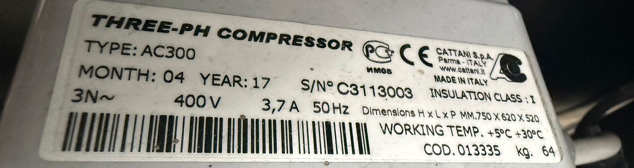 Cattani 3 Zylinder AC 300 Kompressor 400V Trocknungspatrone Dental Labor | 383534