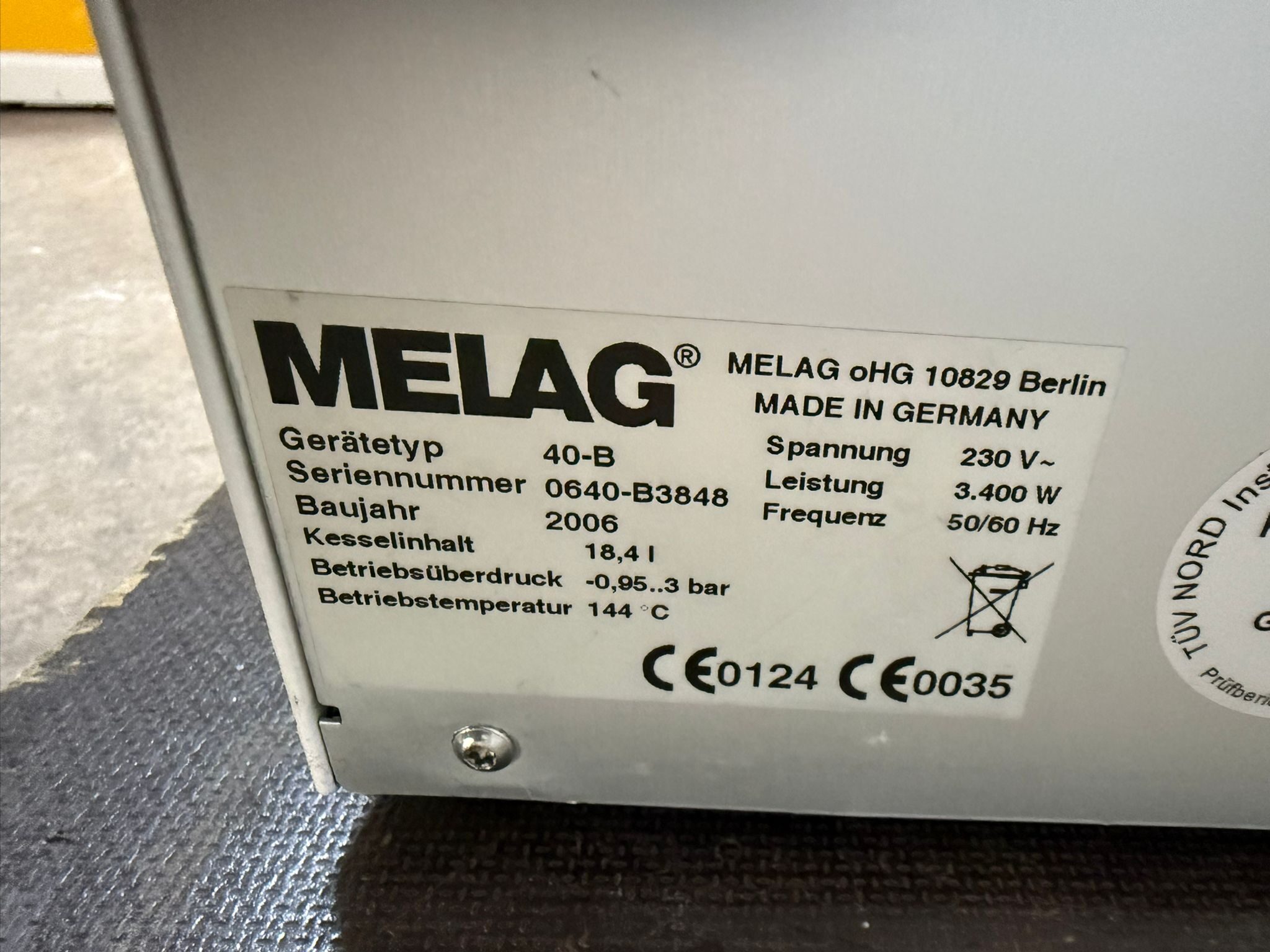 Melag 40B Sterilisator Zahnarzt Tattoo-Piercing Fusspflege Tierarzt Veterinär | 383166