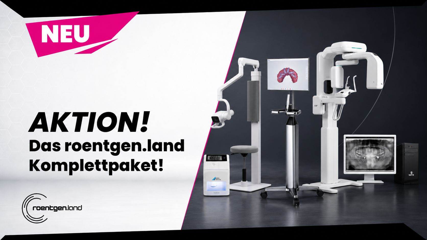 AKTION  – Das roentgen.land Komplettpaket DVT / DVAS Kleinröntgengerät / IOS-Scanner inkl. Laptop / Speicherfolienscanner „inkl. Workstation / Befundmonitor“ | 382531