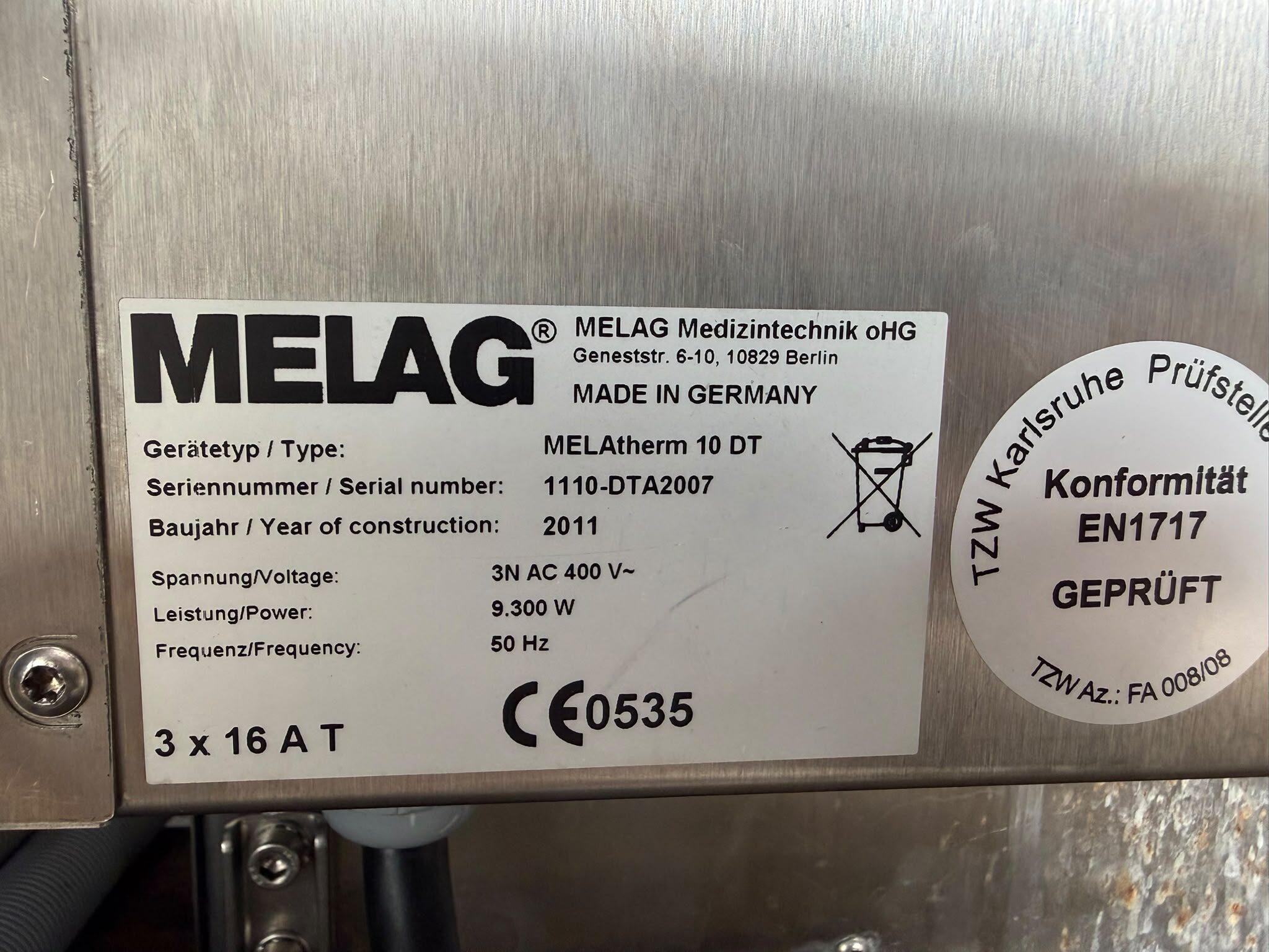 Melag Melatherm 10 DTA Thermodesinfektor 400V Reinigungs-Desinfektionsgerät | 385628