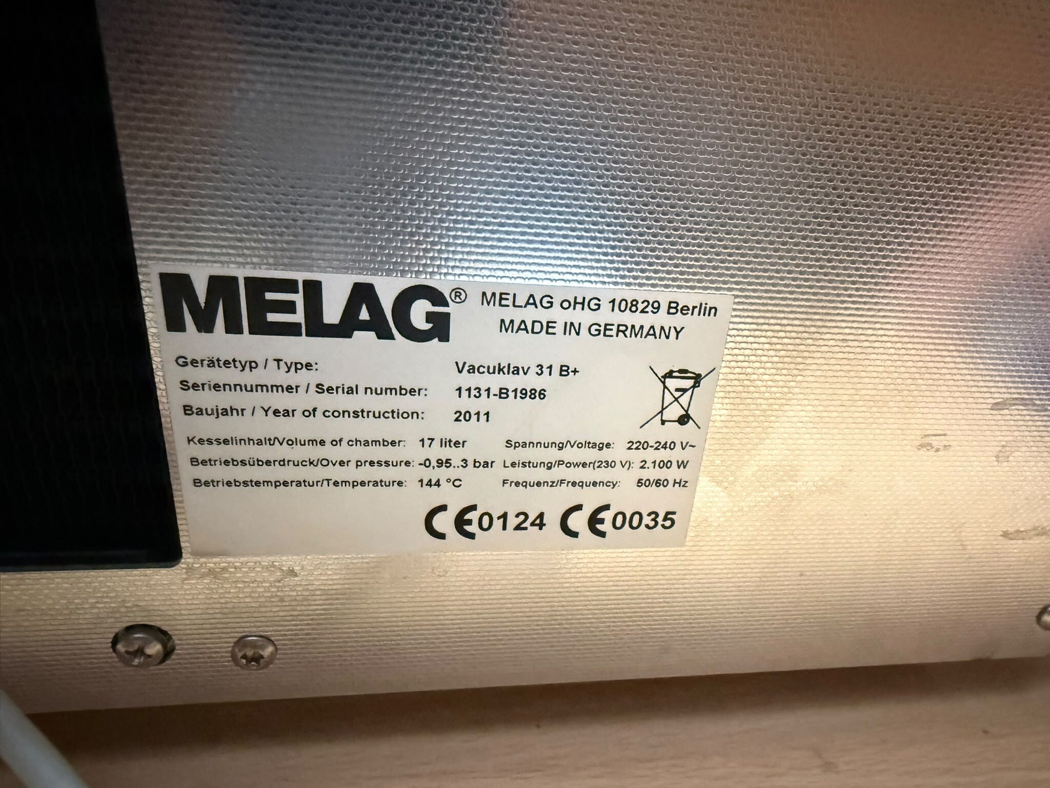 Melag Vacuklav 31B+ Sterilisator B-Klasse Autoklav Stand Alone | 385653