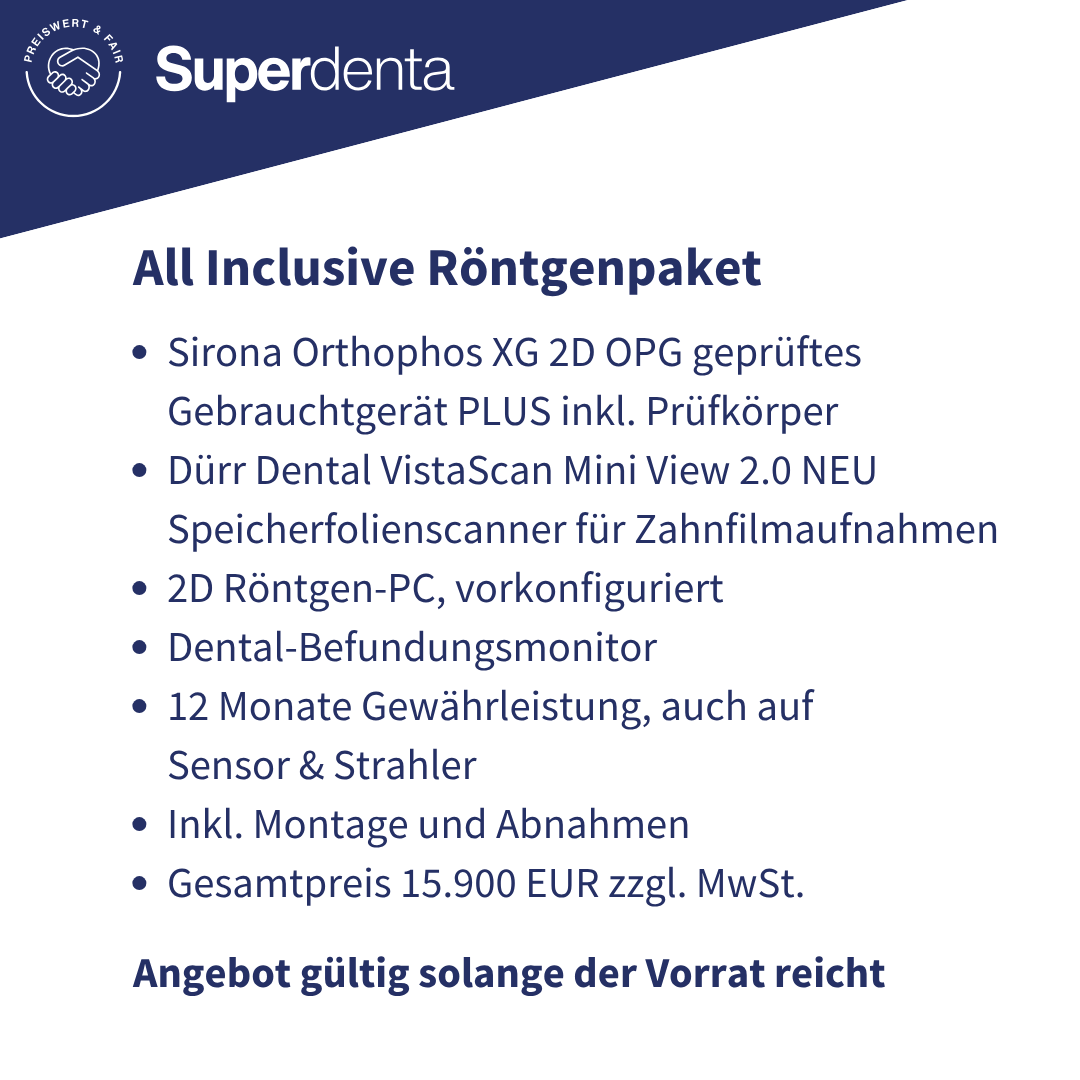 Sirona Orthophos XG 2D OPG + Dürr VistaScan Mini View 2.0 Speicherfolienscanner + vieles mehr | All Inclusive Röntgenpaket Digitalisierung inkl. Montage & Abnahmen | 384802