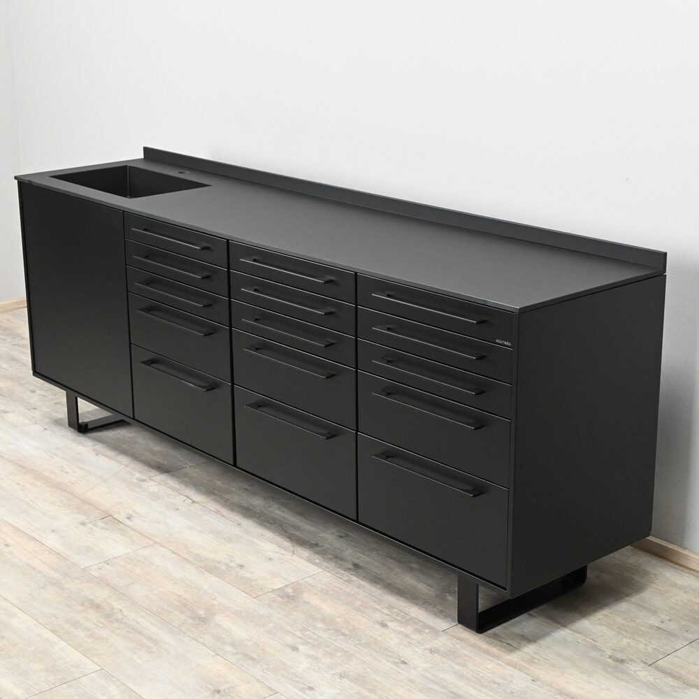Edarredo E03 Monocolore Design Dental Behandlungszeile Schrankzeile aus Stahl | 384414