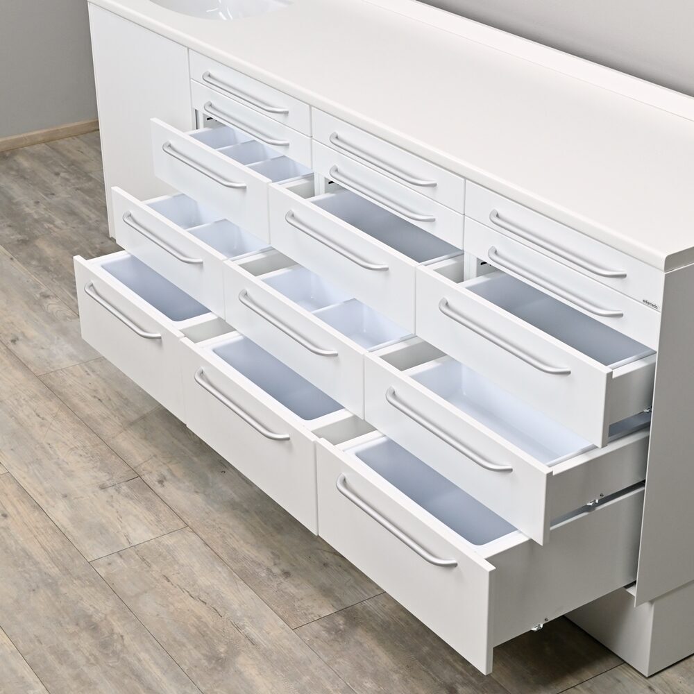 Edarredo E04 Monocolore Dental Behandlungszeile Schrankzeile aus Stahl | 385241