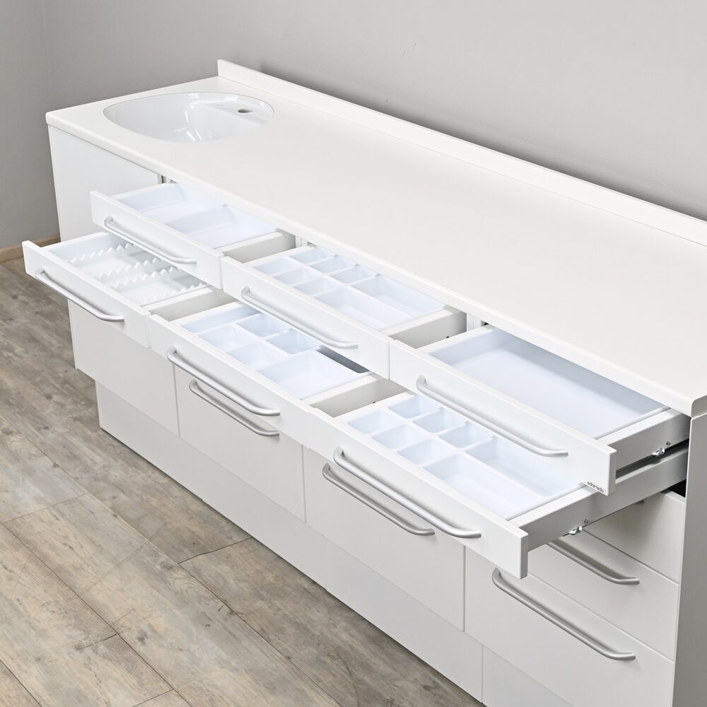 Edarredo E04 Monocolore Dental Behandlungszeile Schrankzeile aus Stahl | 385242