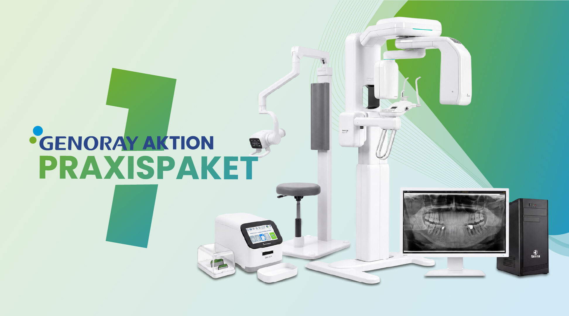 Genoray „AKTION“ Praxispaket 1 – DVT / DVAS Kleinröntgengerät / Speicherfolienscanner „inkl. Workstation / Befundmonitor“ | 383846