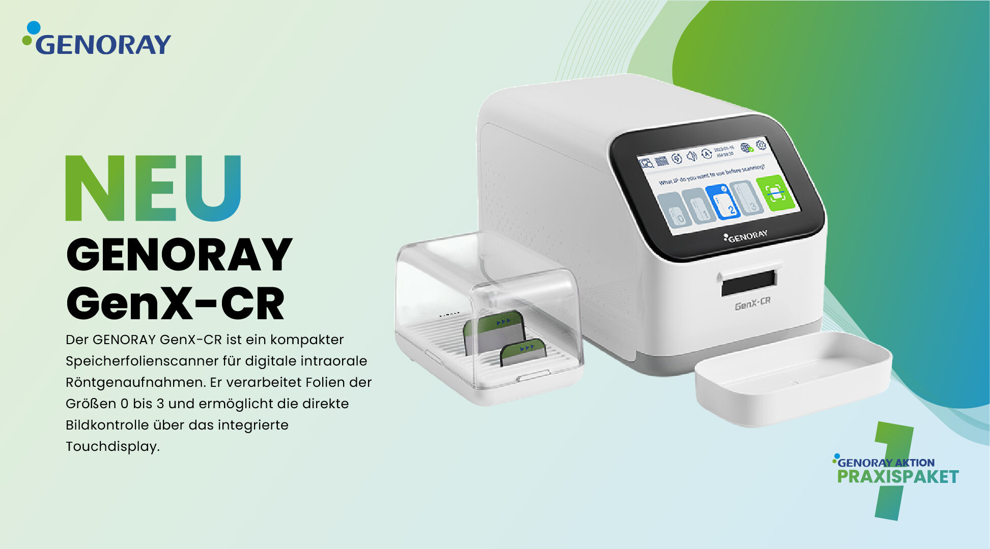 Genoray „AKTION“ Praxispaket 1 – DVT / DVAS Kleinröntgengerät / Speicherfolienscanner „inkl. Workstation / Befundmonitor“ | 383849