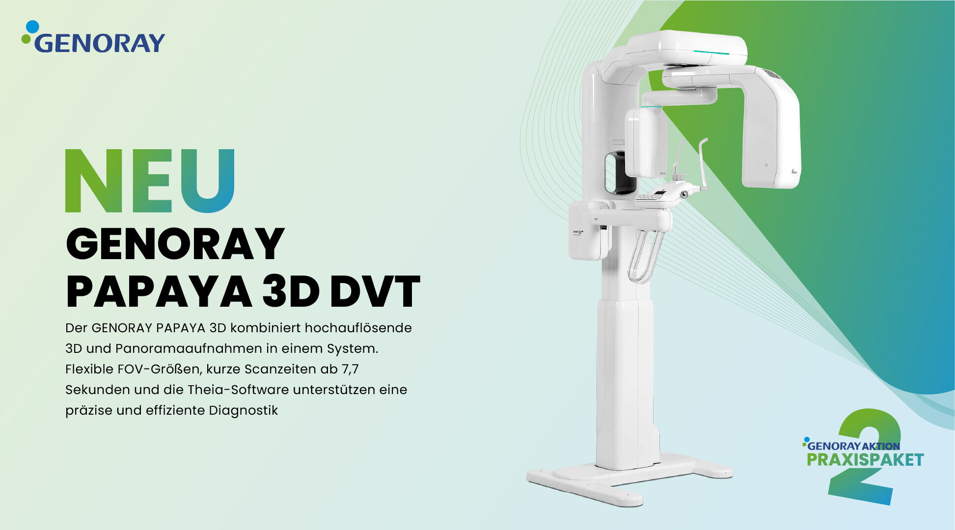 Genoray „AKTION“ Praxispaket 2 – DVT / DVAS Kleinröntgengerät / IOS-Scanner inkl. Laptop / Speicherfolienscanner „inkl. Workstation / Befundmonitor“ | 383855