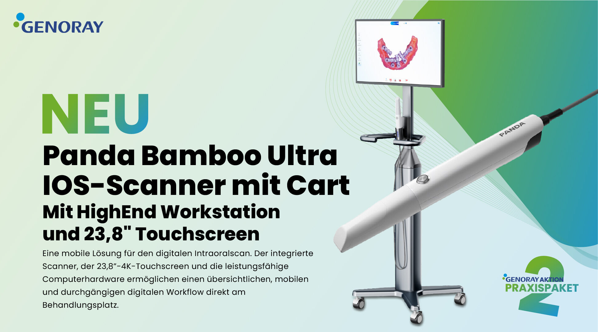Genoray „AKTION“ Praxispaket 2 – DVT / DVAS Kleinröntgengerät / IOS-Scanner inkl. Laptop / Speicherfolienscanner „inkl. Workstation / Befundmonitor“ | 383858