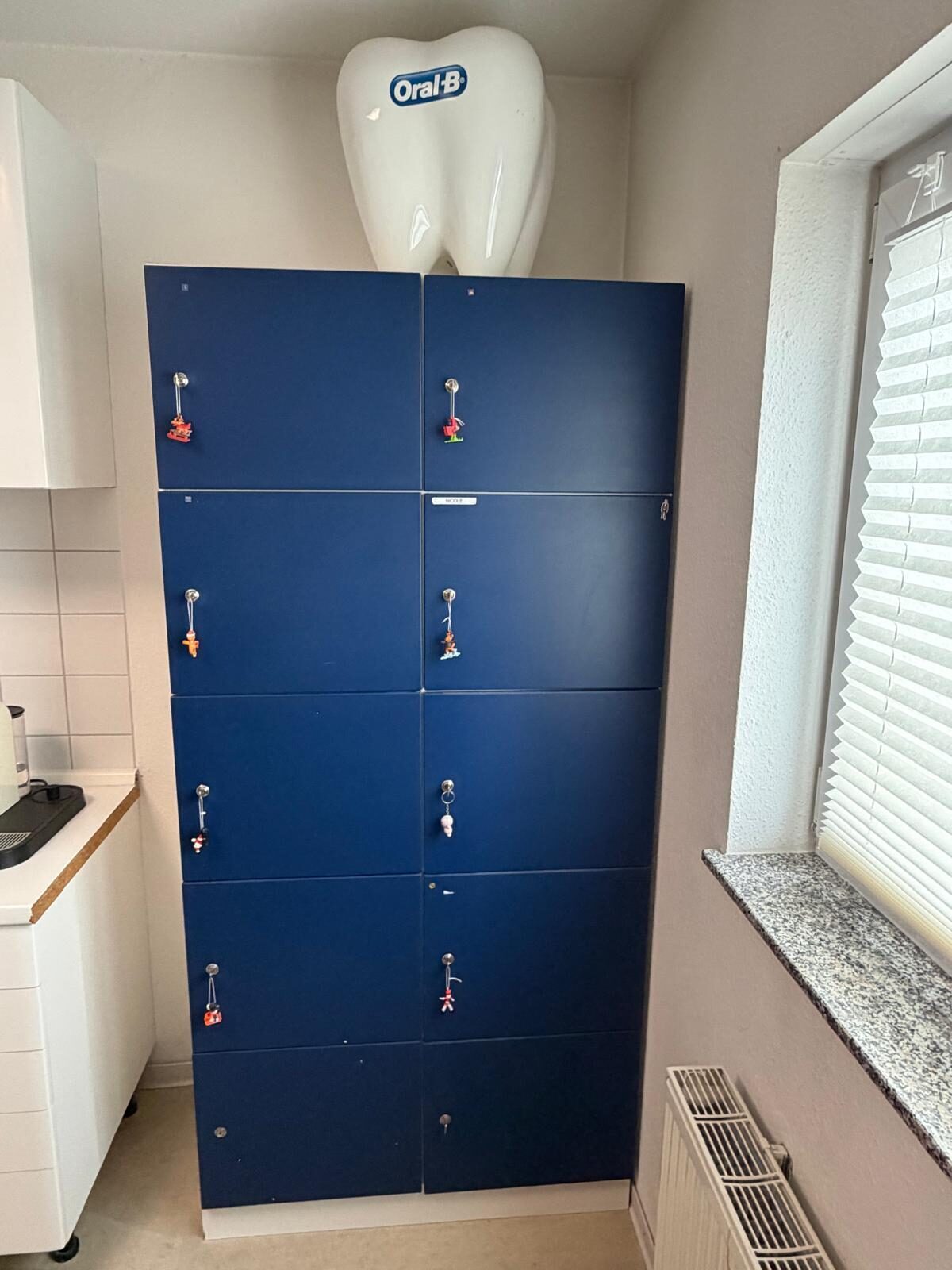 Gewerbe Spindschrank / Schließfachschrank Blau (10 Fächer) – Ideal für Praxis & Büro | 384795