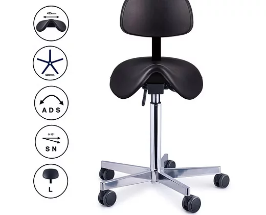 Sattelsitz Balance mit Lehne (L), Höhenverstellung, ADS & SN | 387324
