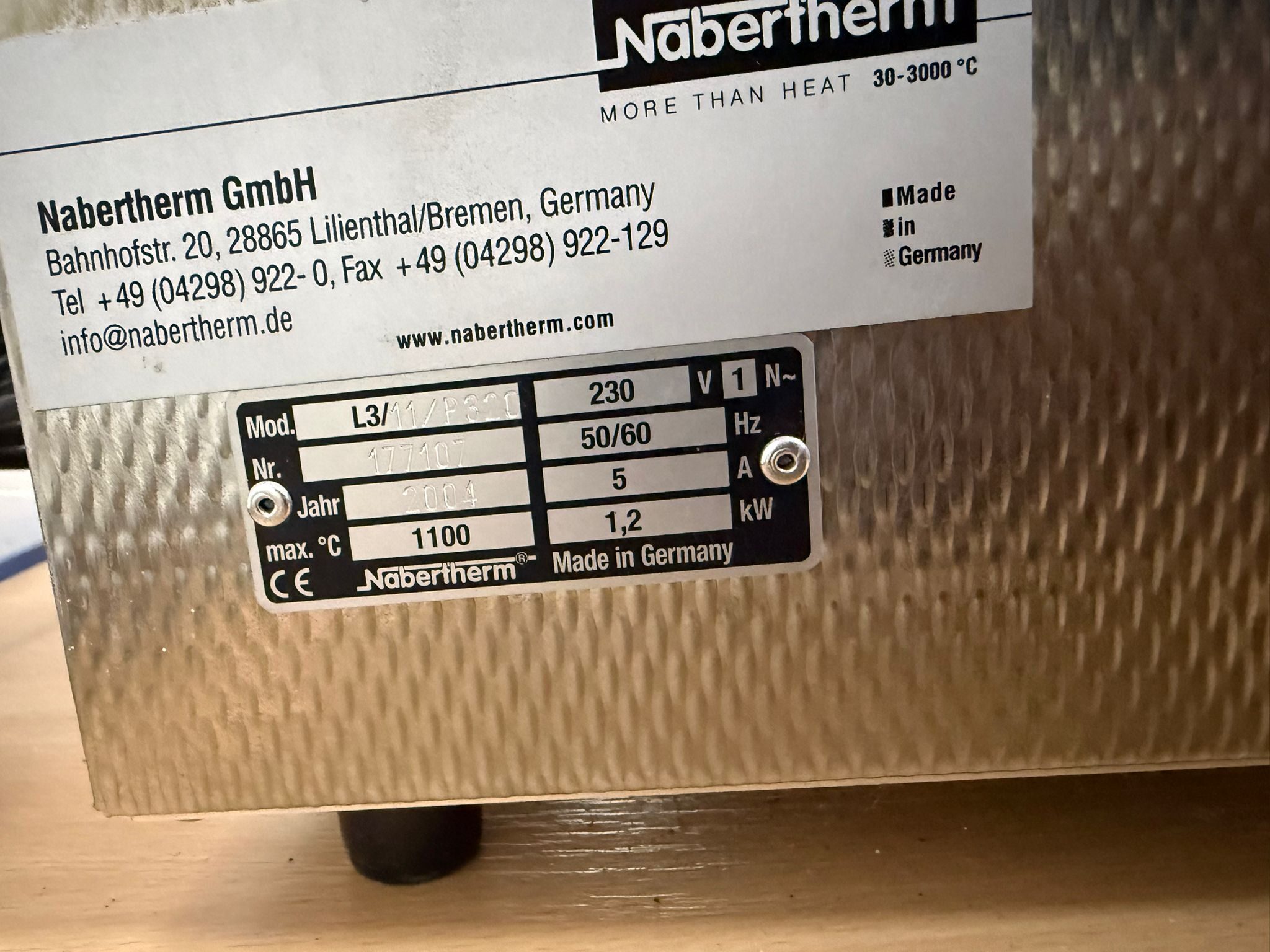 Nabertherm L3/11/P330 Laborofen Muffelofen 1100°C Controller P320 + Abluft | 387980