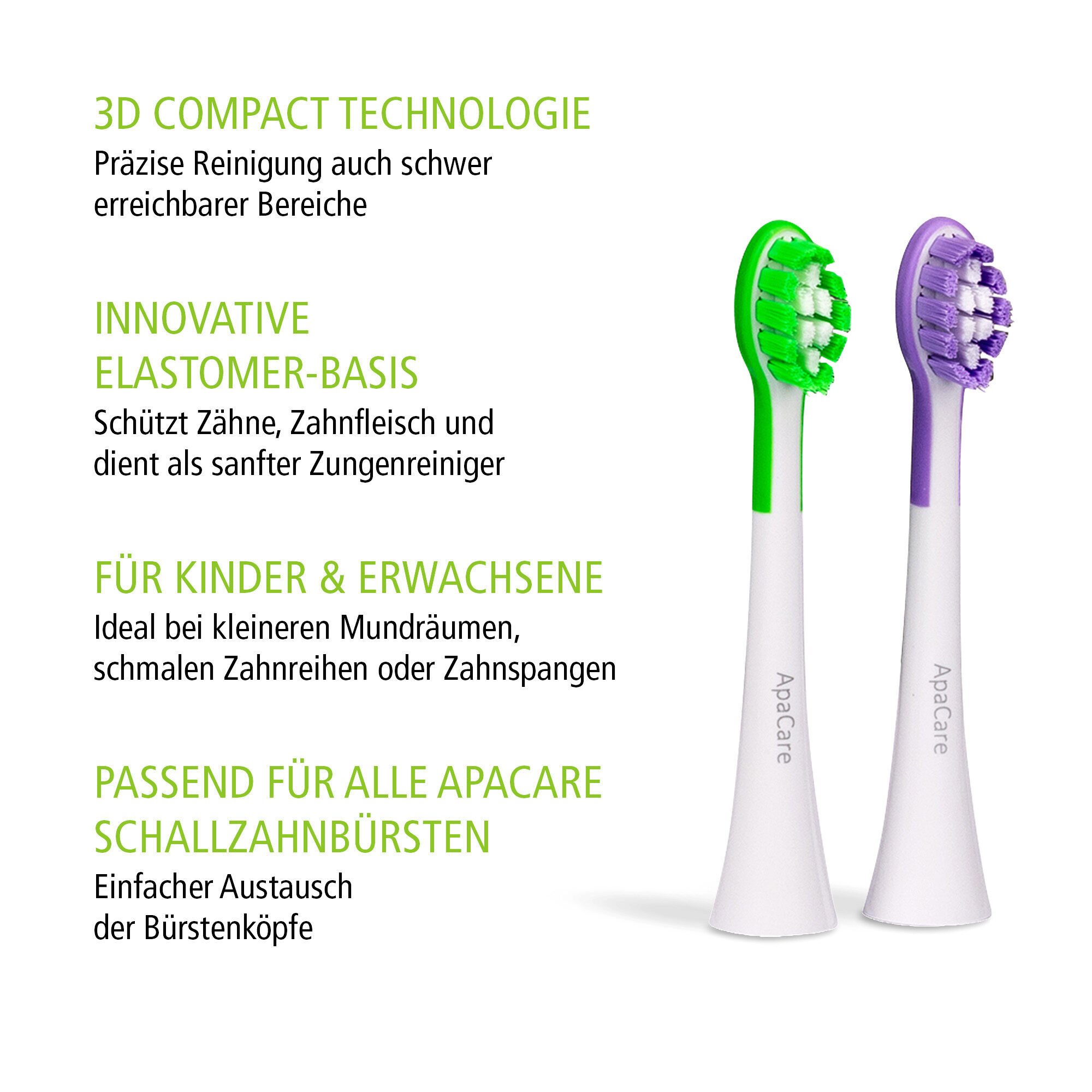 ApaCare Sonic 3D Compact Bürstenköpfe Set 2 St. | 410245