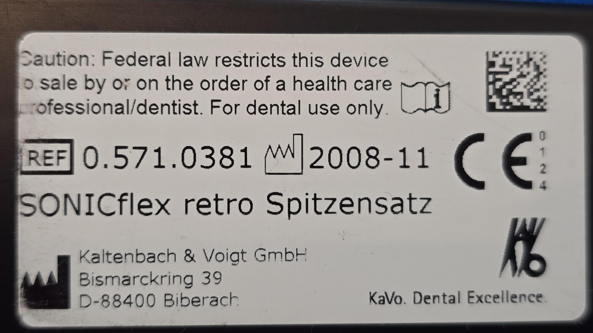 KaVo SONICflex Retro Spitzensatz, Ref.0.571.0381 mit Handinstrumenten für Retrograde Wurzelspitzen-Rresektionen/-Füllungen | 409722