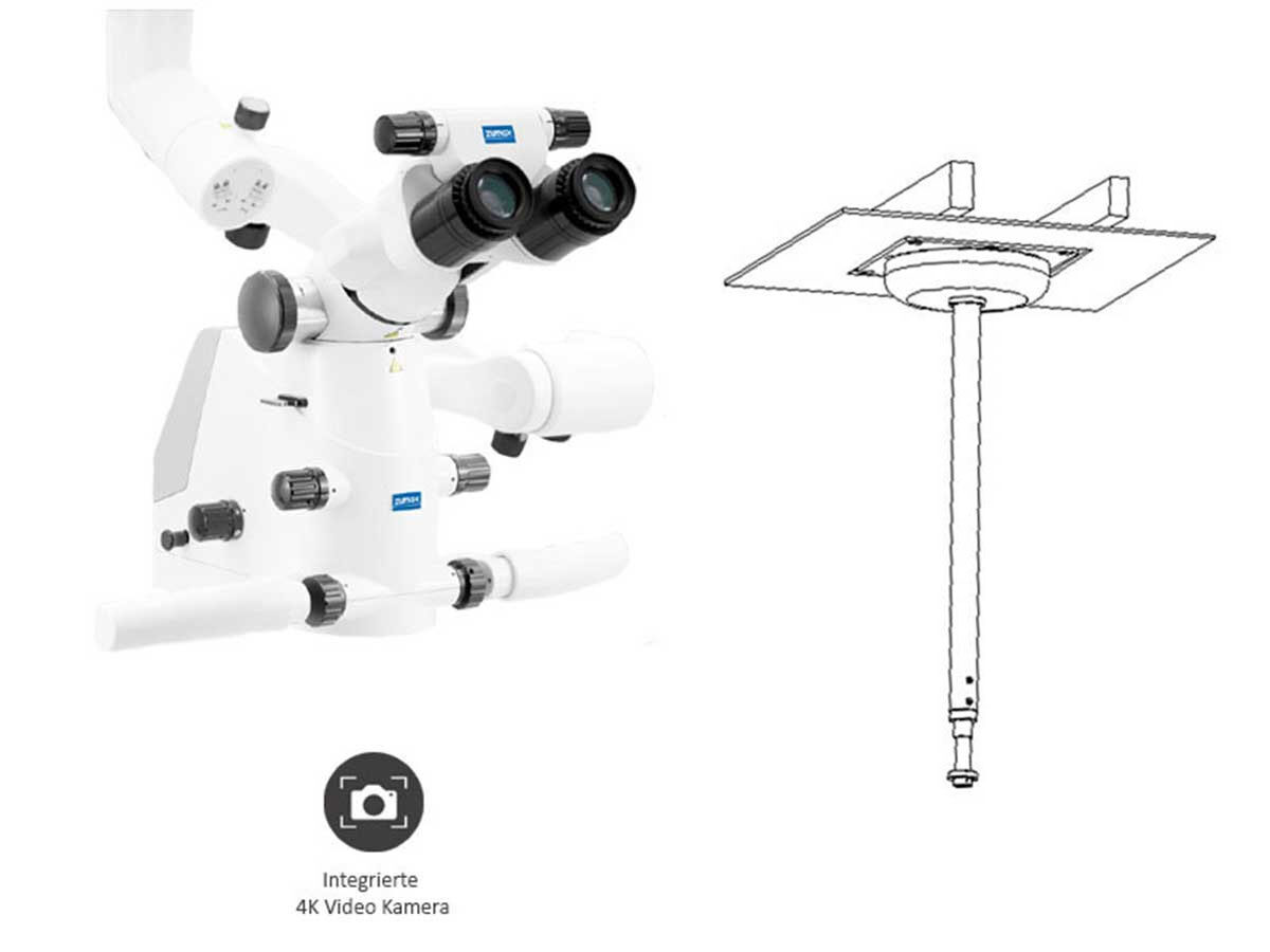 Mikroskop Komfort-Zoom (OMS2380 R2) mit 4K Video Kamera, 1000 mm zweiter Arm – Deckenhalterung | 425261