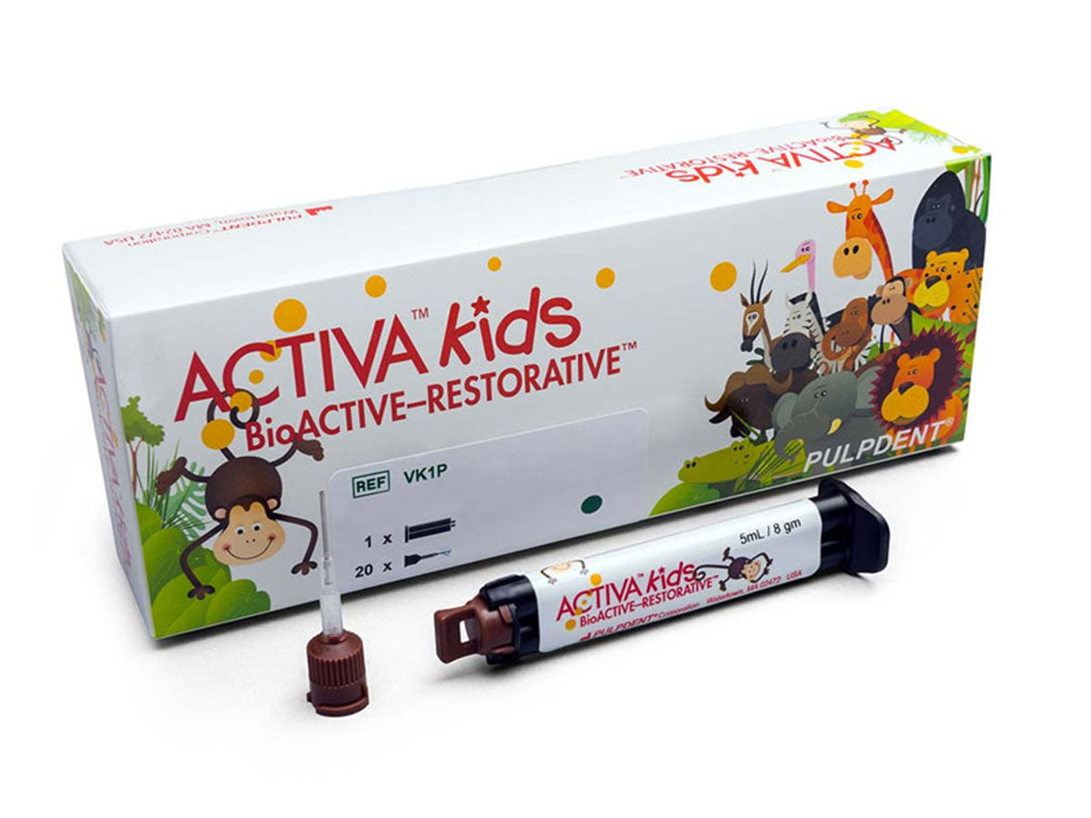 Pulpdent ACTIVA™ BioACTIVE Kids Single Refill (5 ml), Opaque Weiß + 20 Automix Tips mit 20 ga Metallkanüle | 422604