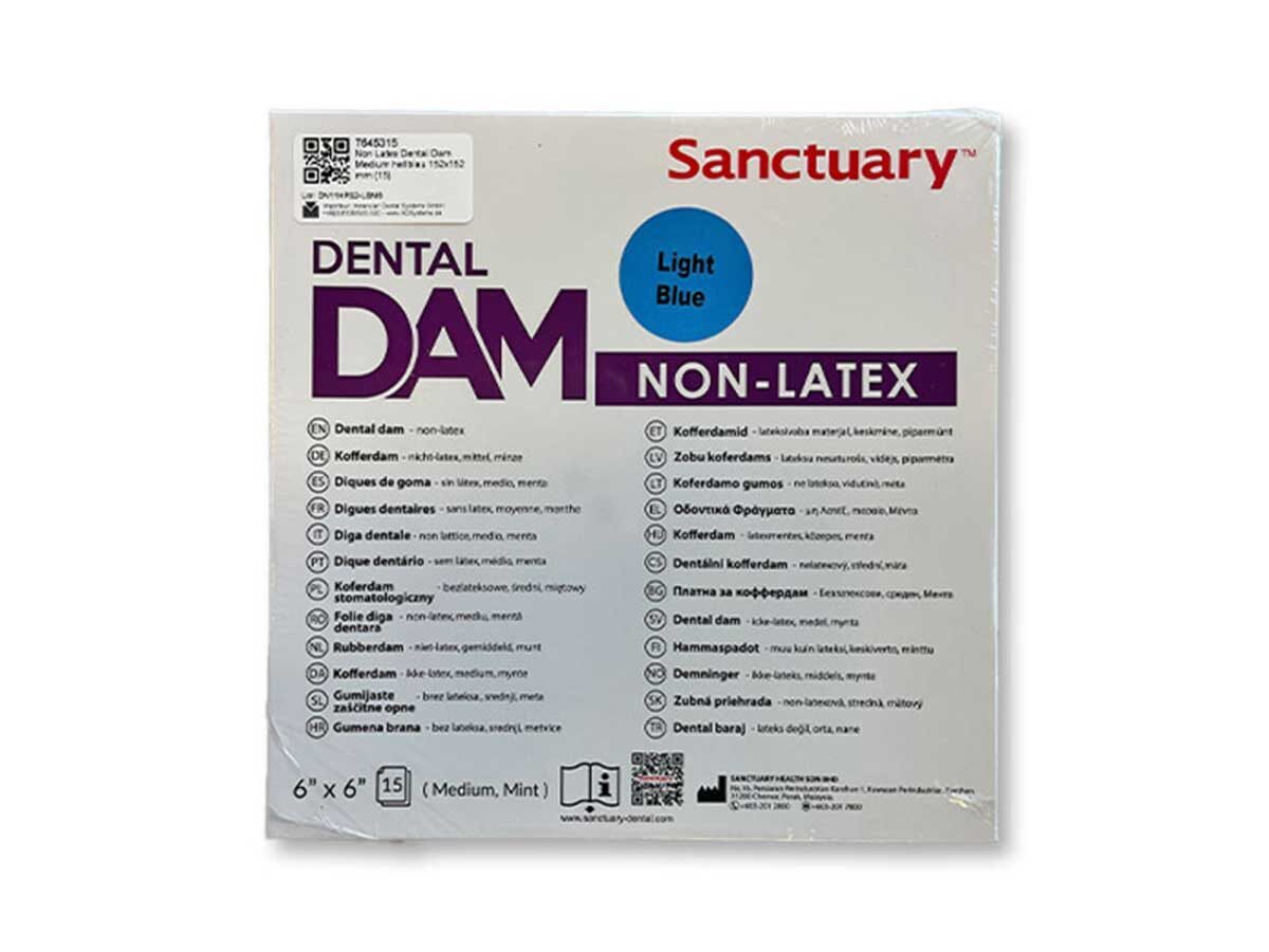 Latexfreier Kofferdam, medium, hellblau 152×152 mm (15) | 423212