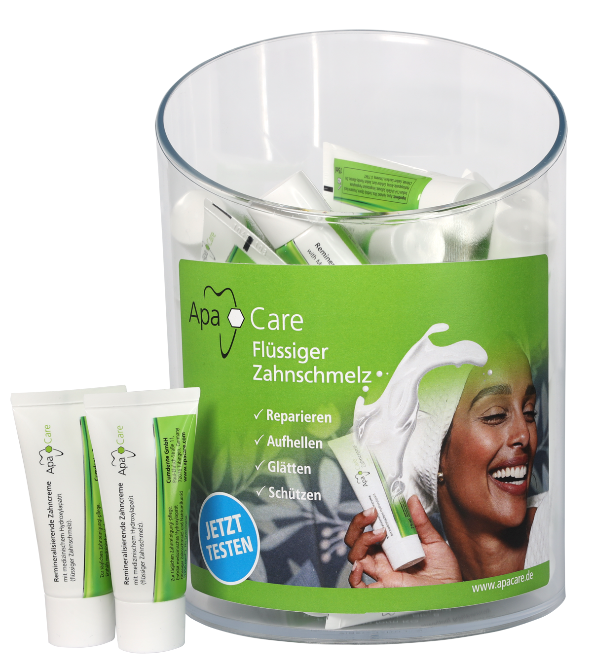 ApaCare Acrylbox Probendisplay incl. 40 Stk. Zahncreme á 15 ml | 410281