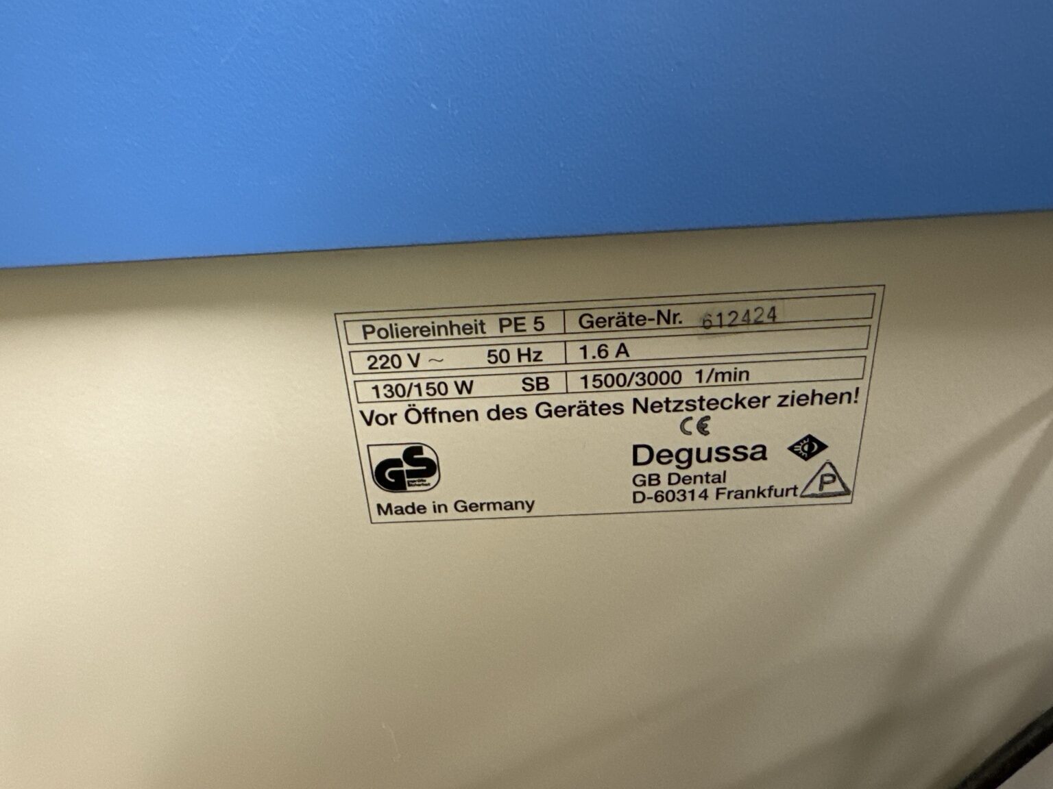 Degussa Poliereinheit PE5 – Poliergerät – Zahntechnik / Dentallabor | 387797