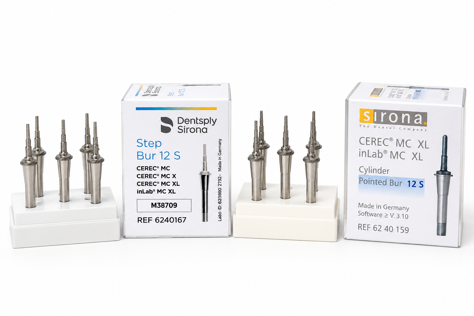 Dentsply Sirona CEREC MC / MC XL Fräser – Step Bur 12 S & Pointed Bur 12 S – 10 Stück | 387792